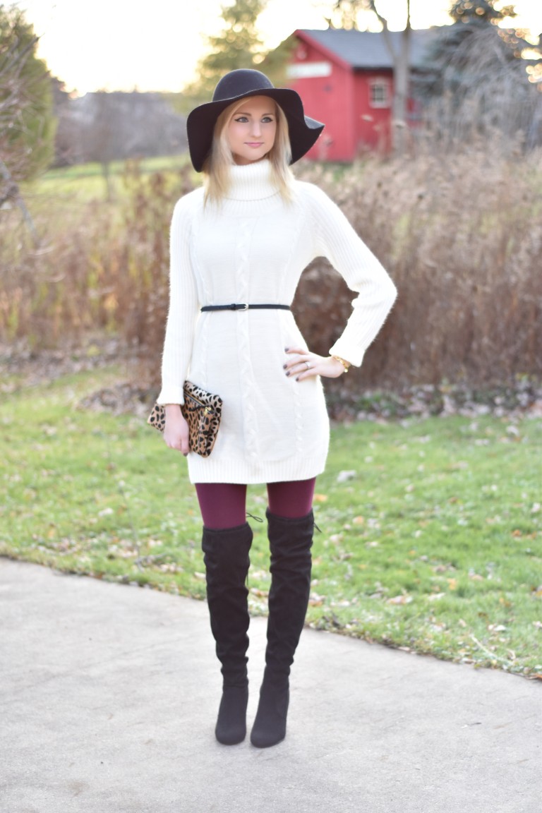 Sweater Dress + Over The Knee Boots • The Chambray Bunny