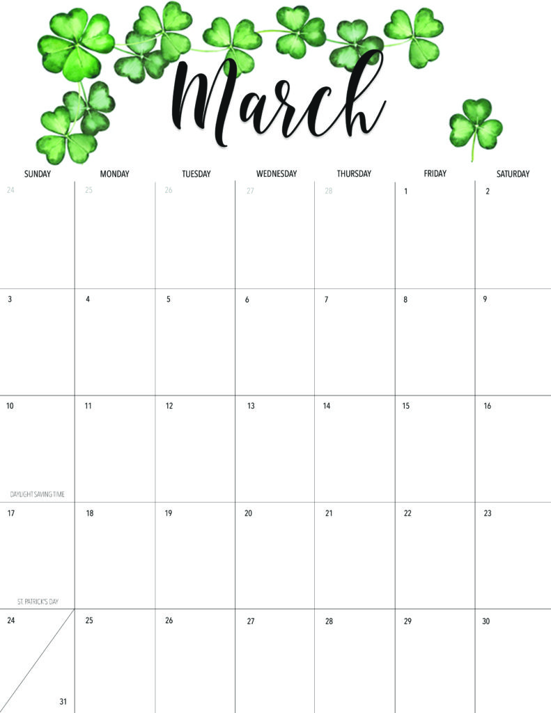 Free March 2019 Printable Calendar