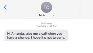 Tricia Text Message