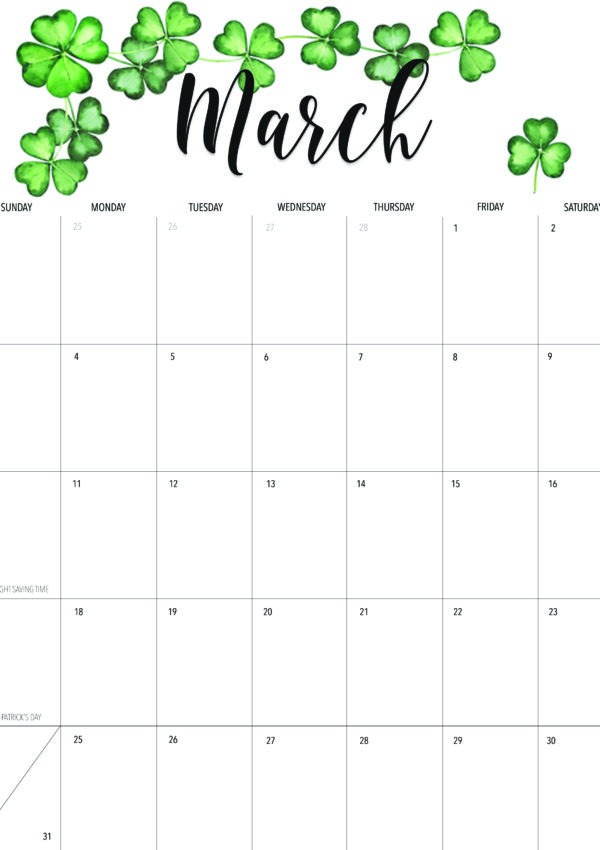 Free March 2019 Printable Calendar