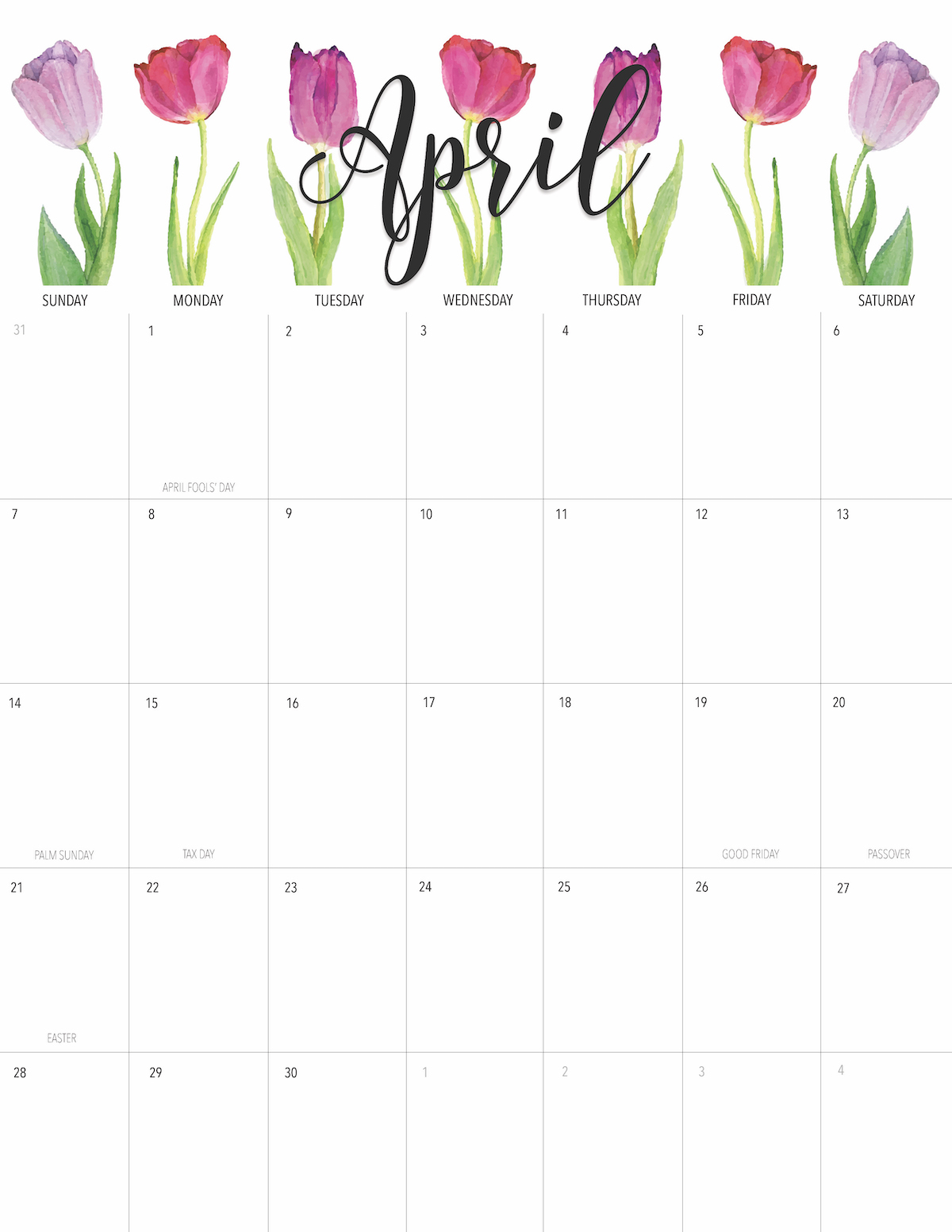 Happy April! + Free April 2019 Printable Calendar • The Chambray Bunny